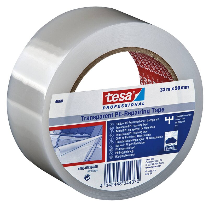 BYGGFOLIETEJP 4668 TESA TRANSPARENT 50MMX33M
