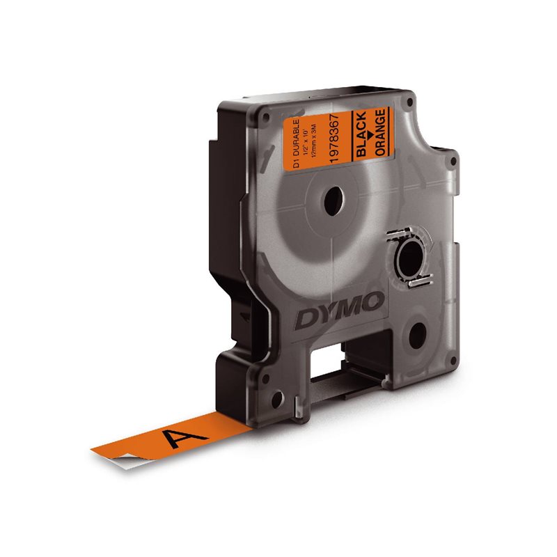 MÄRKBAND DYMO D1 12MMx3M SVART/ORANGE EXTRA START