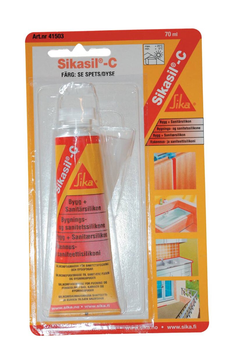 VÅTRUMSSILIKON BYGGSILIKON SIKASIL-C TUB TRANSPARENT 70ML